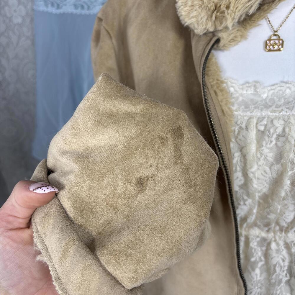 vintage fur trim‎ suede jacket zip up - Picture 4 of 8